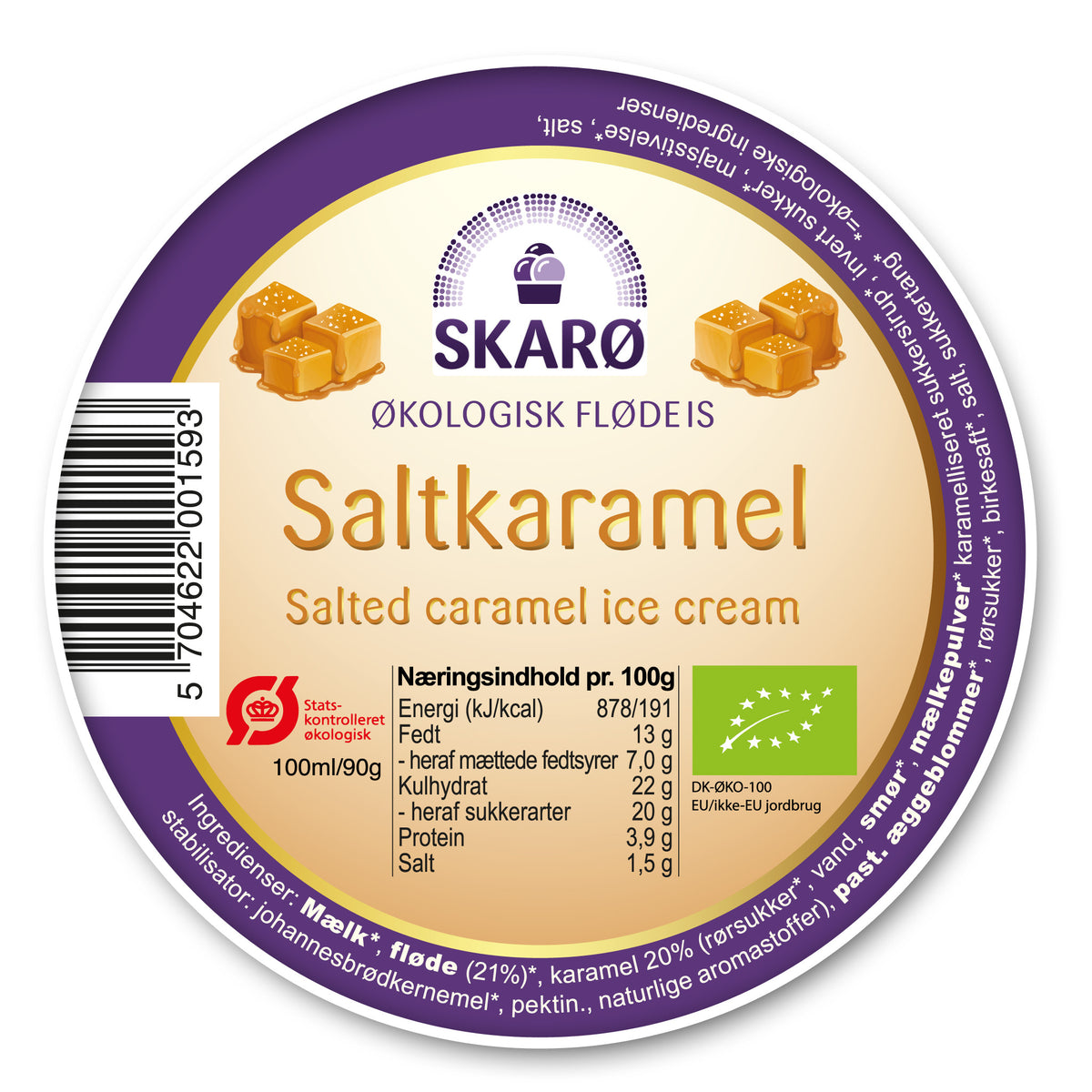 Økologisk saltkaramel gourmetflødeis fra Skarø