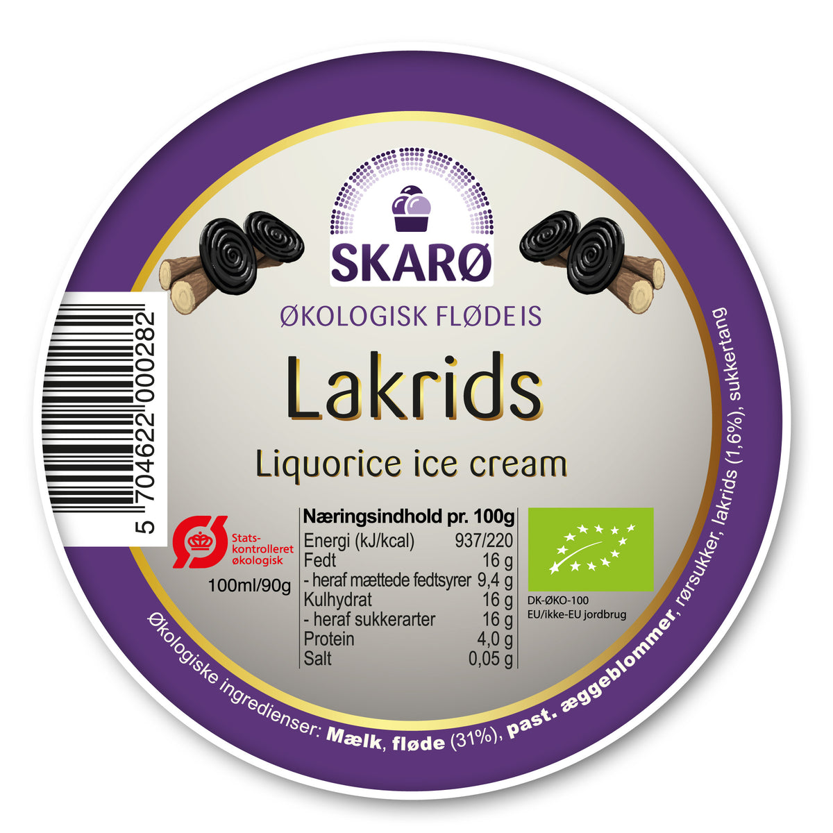 Økologisk Lakrids gourmetflødeis fra Skarø